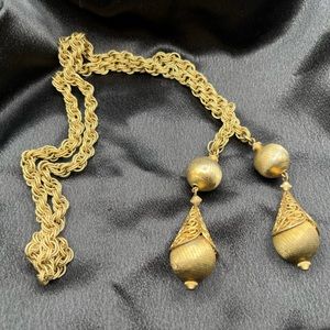 Monet Vintage Necklace Bolero Lariat Gold Plated